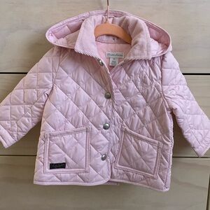 Ralph Lauren Quilted Barn Jacket Lightly Padded with removable Hood.
